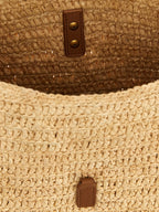Saint Laurent Beige Raffia Shoulder Bag