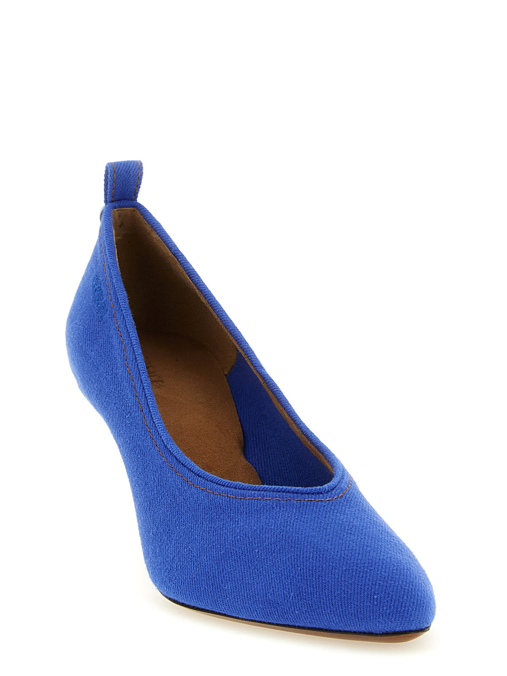 Versace Blue Cotton Mid Heel Pumps