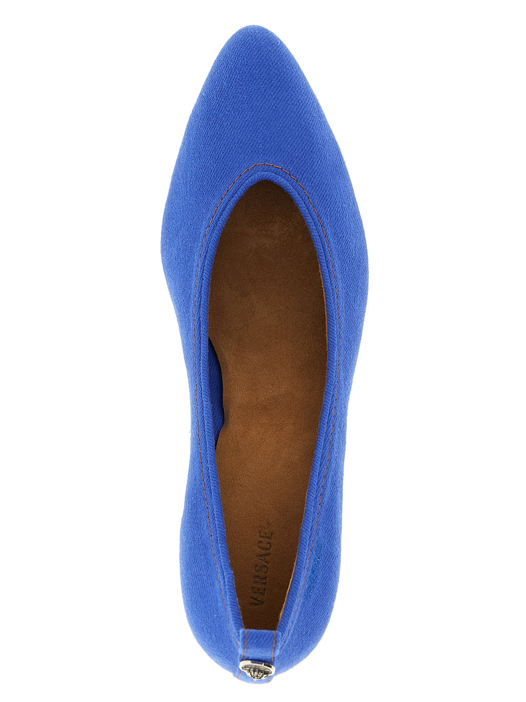 Versace Blue Cotton Mid Heel Pumps
