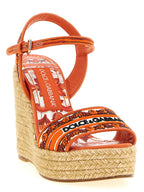 Dolce & Gabbana Orange Cotton Wedge Sandals