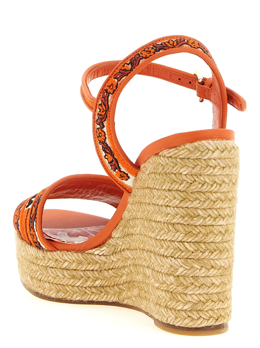 Dolce & Gabbana Orange Cotton Wedge Sandals