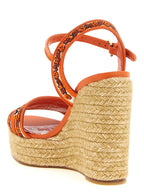 Dolce & Gabbana Orange Cotton Wedge Sandals