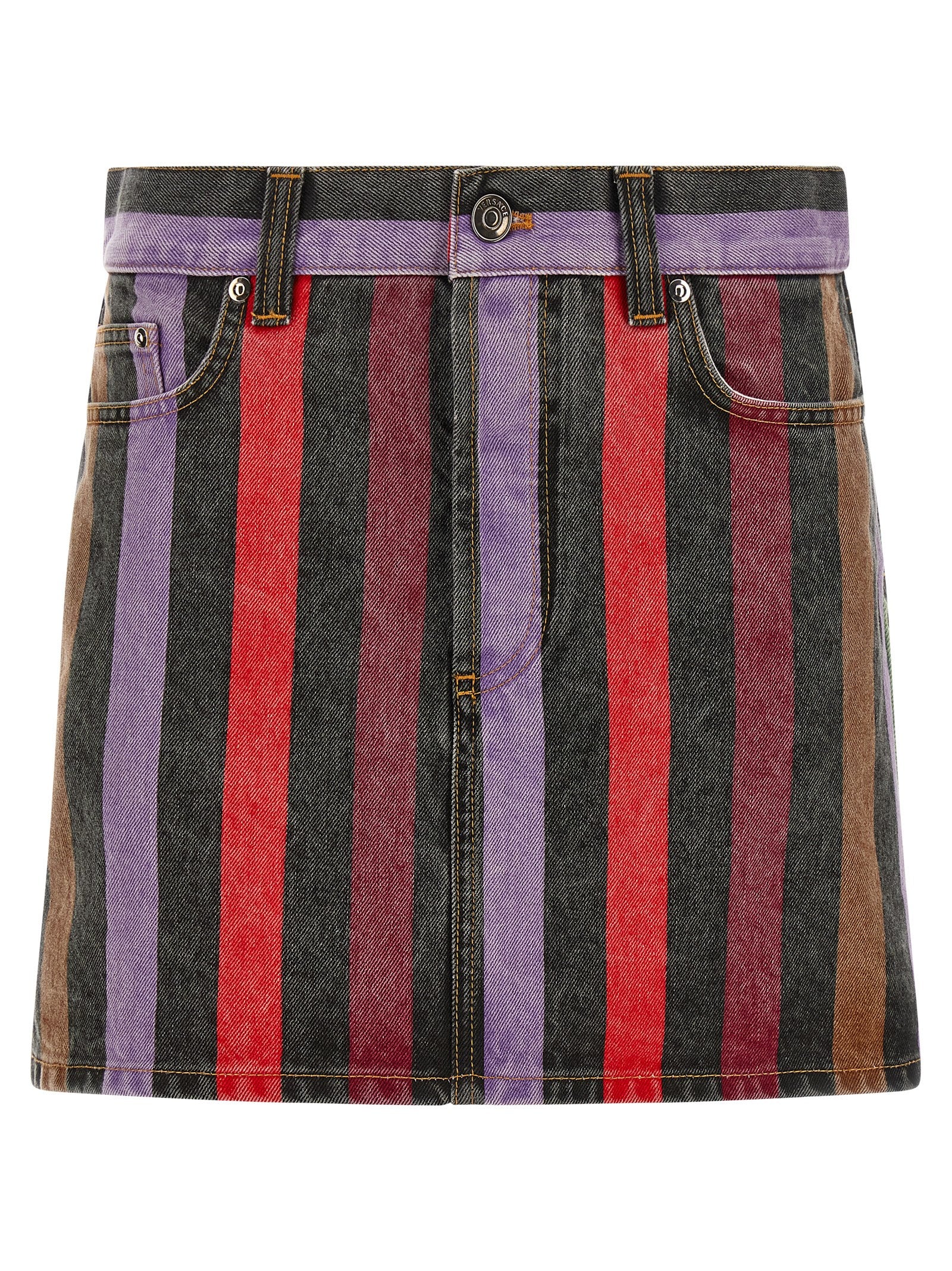 Versace Multicolor Cotton Long Skirt