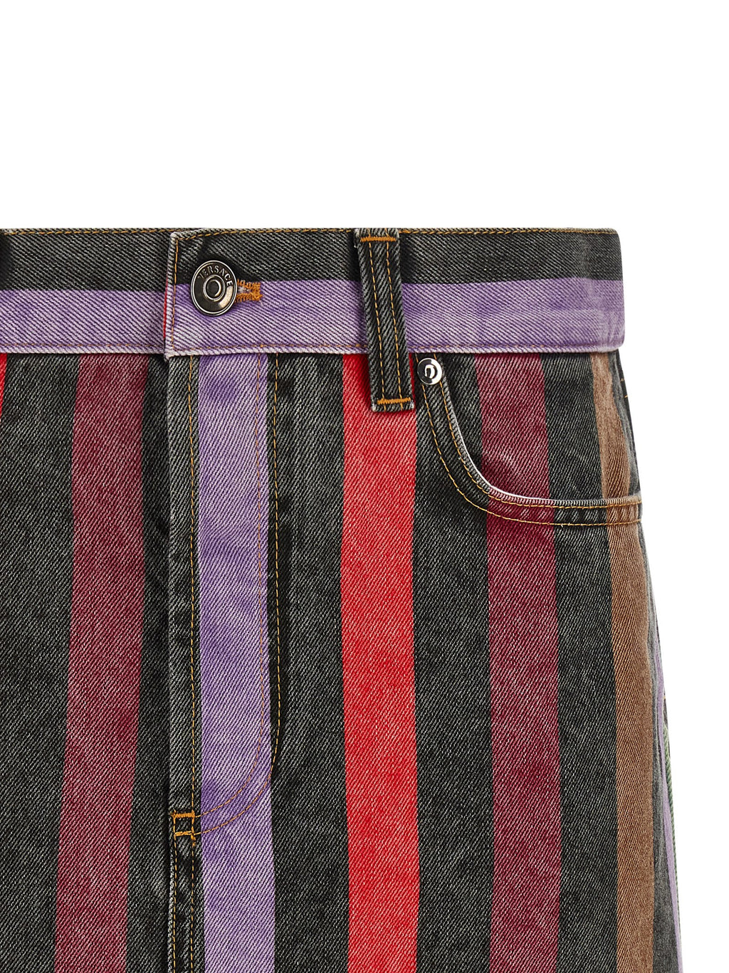 Versace Multicolor Cotton Long Skirt