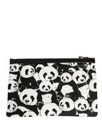 Dolce & Gabbana Black White Panda Print Nylon Clutch Men Pouch Borse Bag