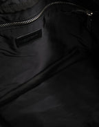 Dolce & Gabbana Black White Striped Polyester Drawstring Backpack Men Bag
