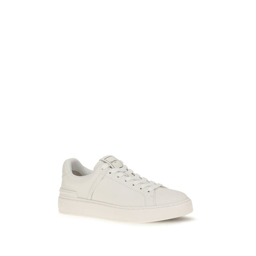 Balmain Białe Sneakersy Sportowe ze Skóry Cielęcej Bos Taurus