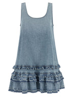 Ganni Blue Organic Cotton Short Dress