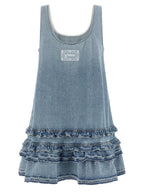 Ganni Blue Organic Cotton Short Dress