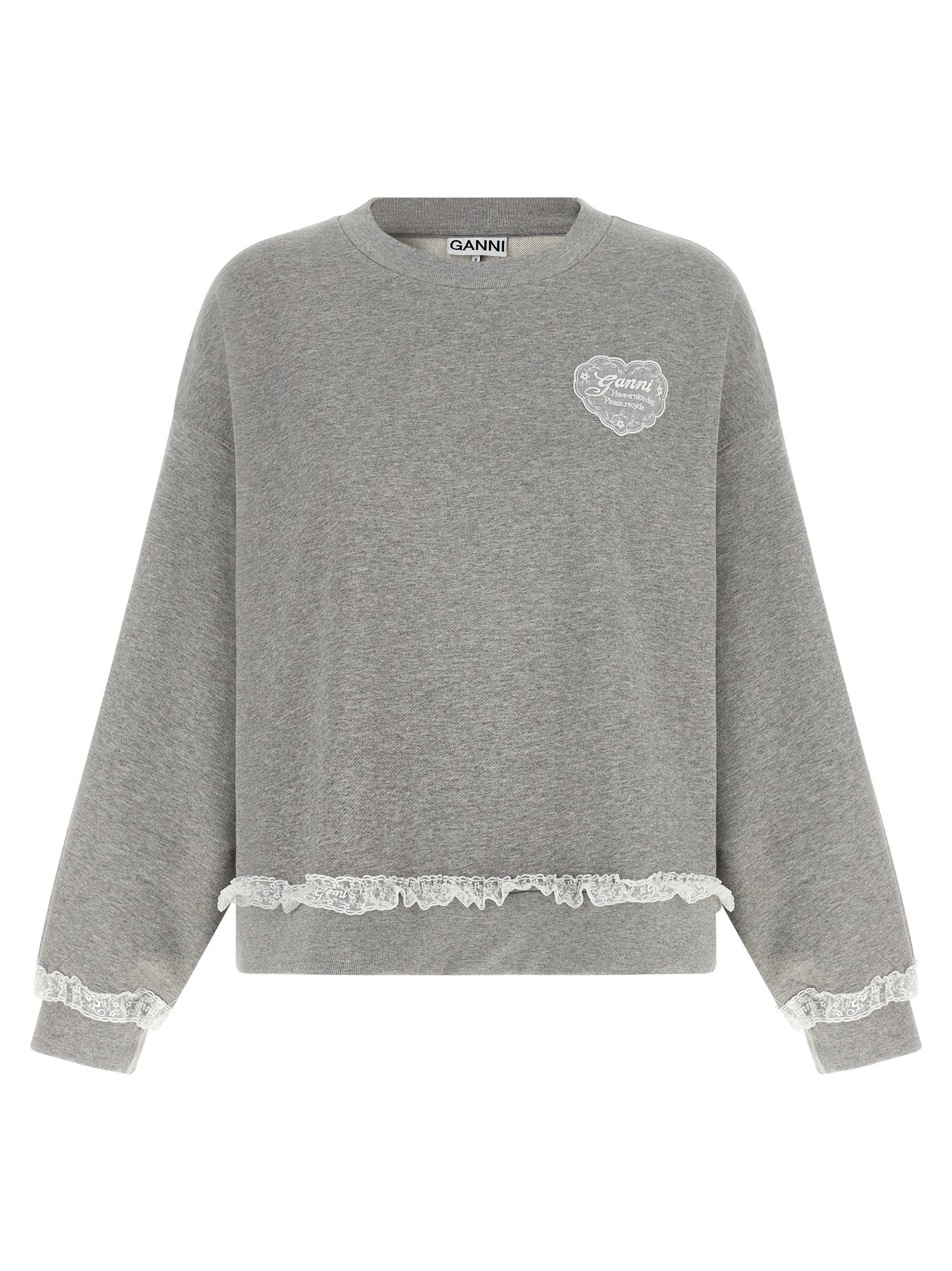 Ganni Gray Organic Cotton Sweatshirt