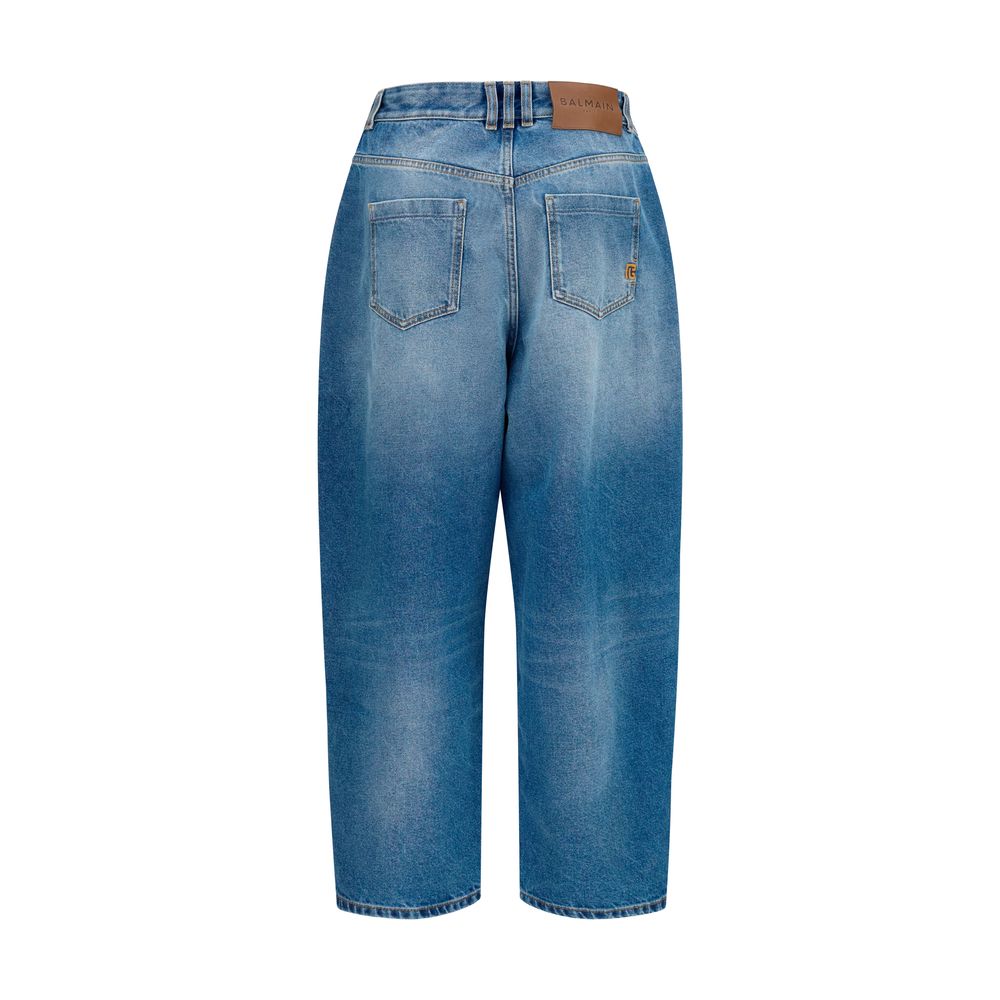 Balmain Blå Bomuldsjeans med Afslappet Pasform