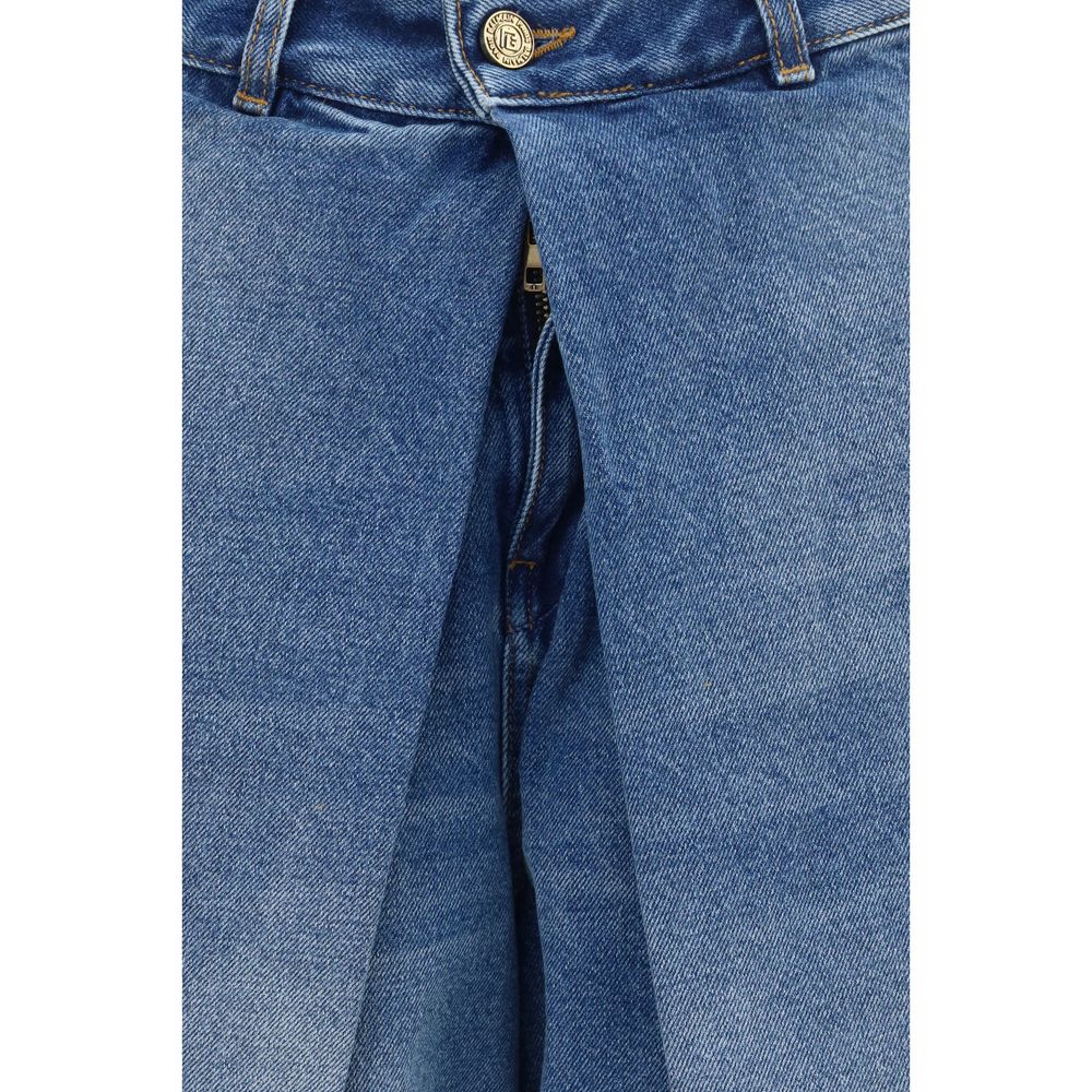 Balmain Blå Bomuldsjeans med Afslappet Pasform