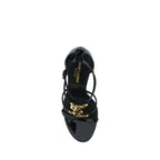 Saint Laurent Black Calf Leather Bos Taurus Stiletto Heel Sandals