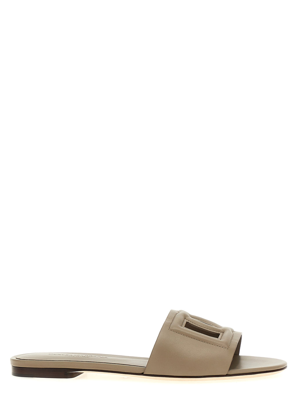 Dolce & Gabbana Gray Calfskin Slides