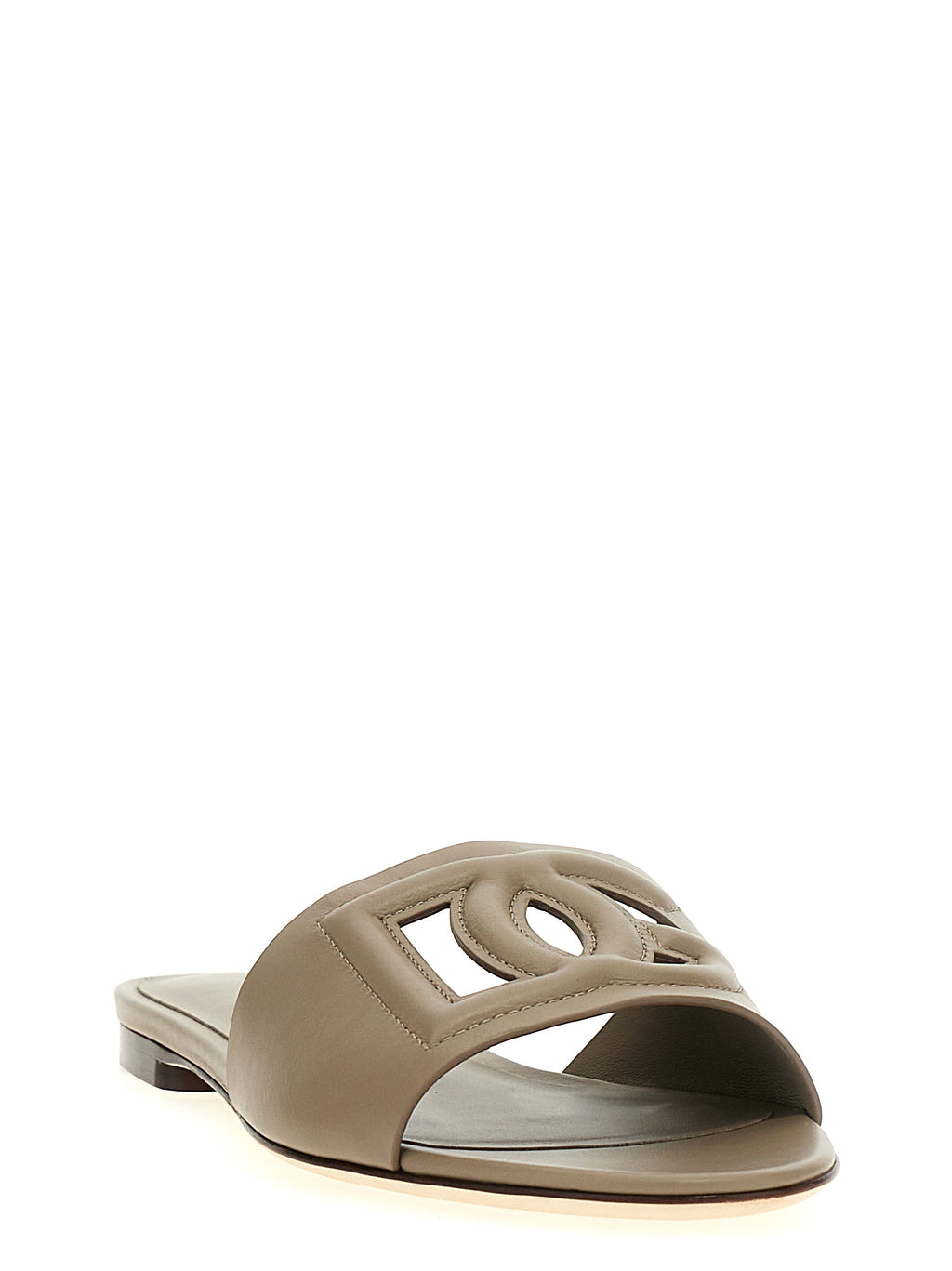 Dolce & Gabbana Gray Calfskin Slides