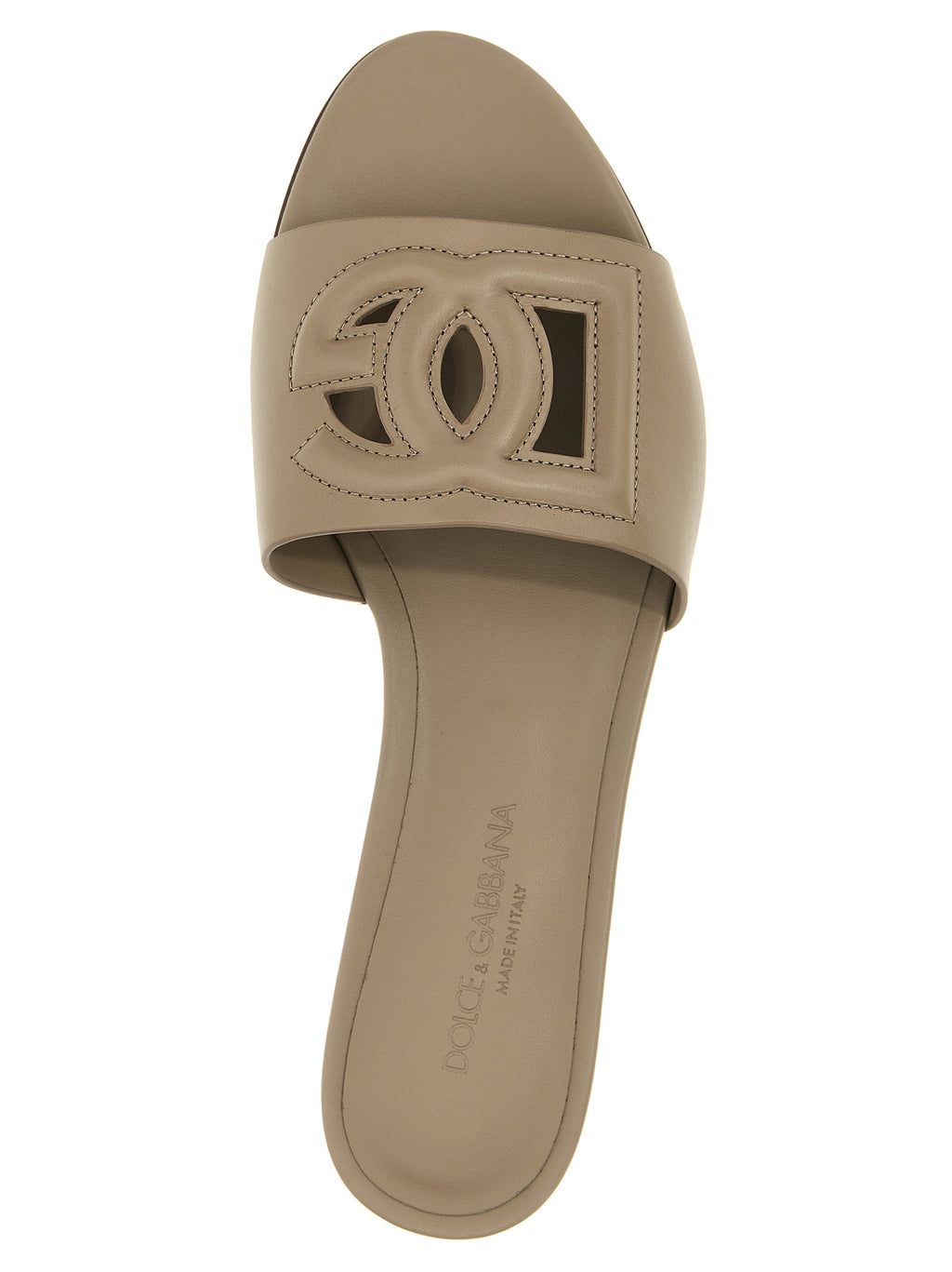 Dolce & Gabbana Gray Calfskin Slides
