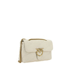 PINKO White Calf Leather Bos Taurus Shoulder Bag