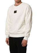 Dolce & Gabbana White LogoPlaque CrewNeck Sweatshirt Sweater