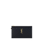 Saint Laurent Sort Kalveskindsclutch i Bos Taurus