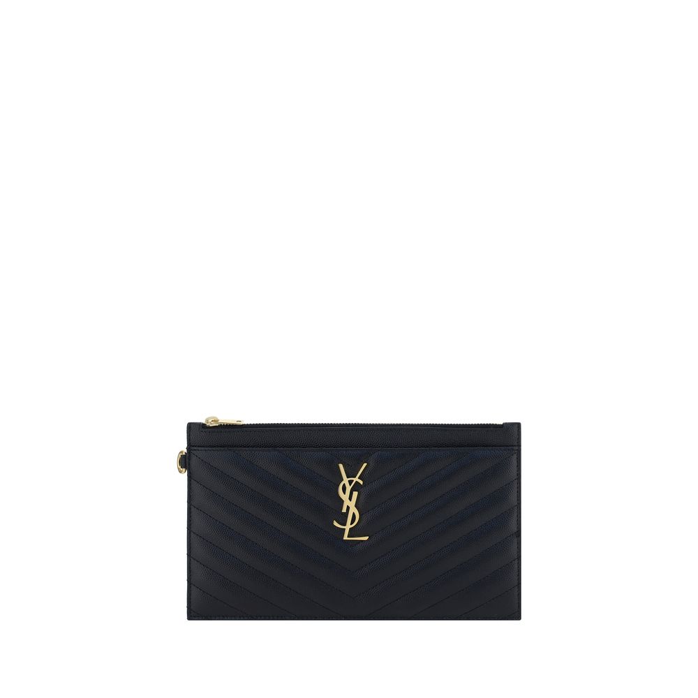 Saint Laurent Sort Kalveskindsclutch i Bos Taurus
