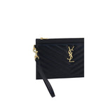 Saint Laurent Sort Kalveskindsclutch i Bos Taurus