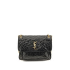 Saint Laurent Sort Kalveskind Bos Taurus Skuldertaske