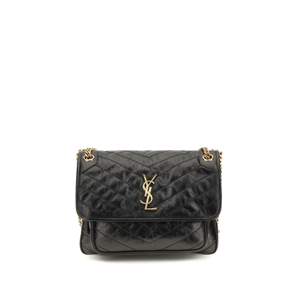Saint Laurent Sort Kalveskind Bos Taurus Skuldertaske