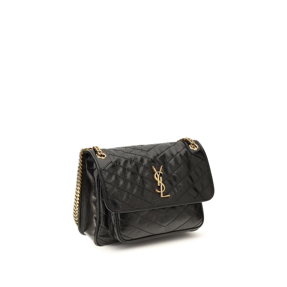 Saint Laurent Sort Kalveskind Bos Taurus Skuldertaske