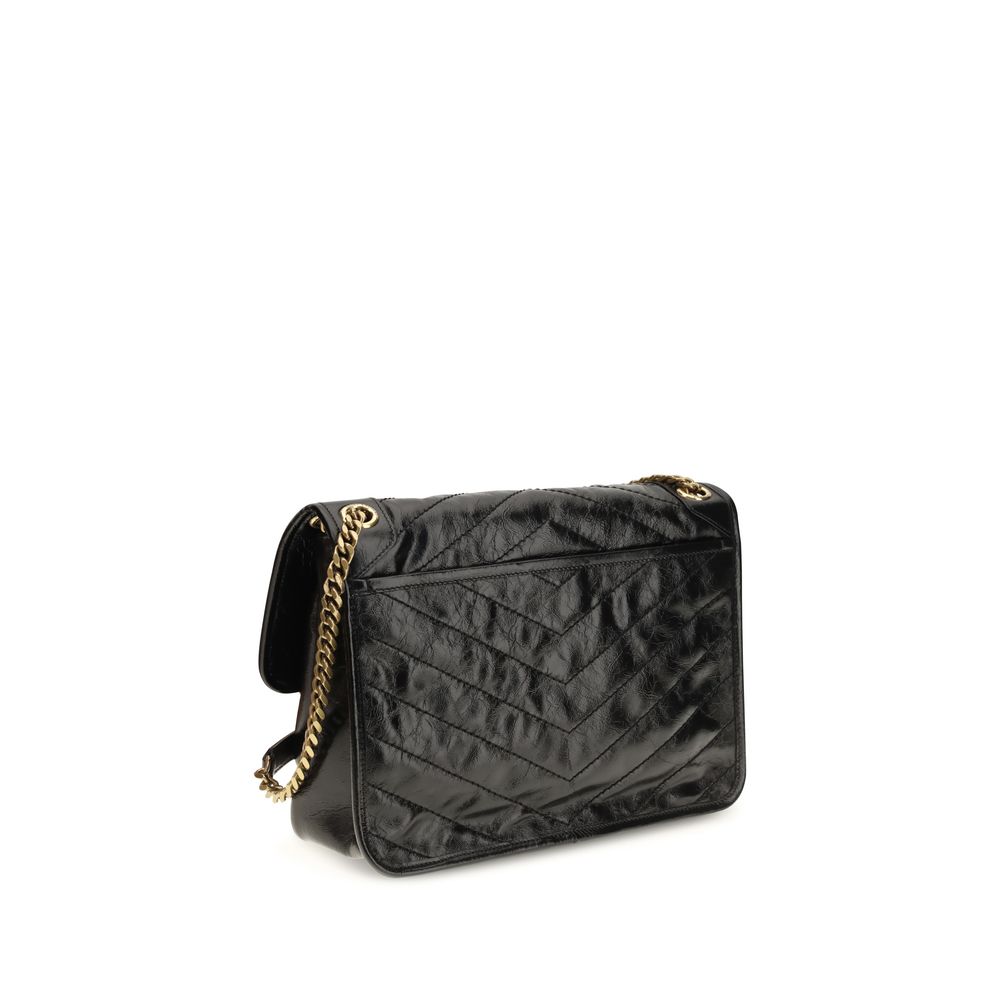 Saint Laurent Sort Kalveskind Bos Taurus Skuldertaske