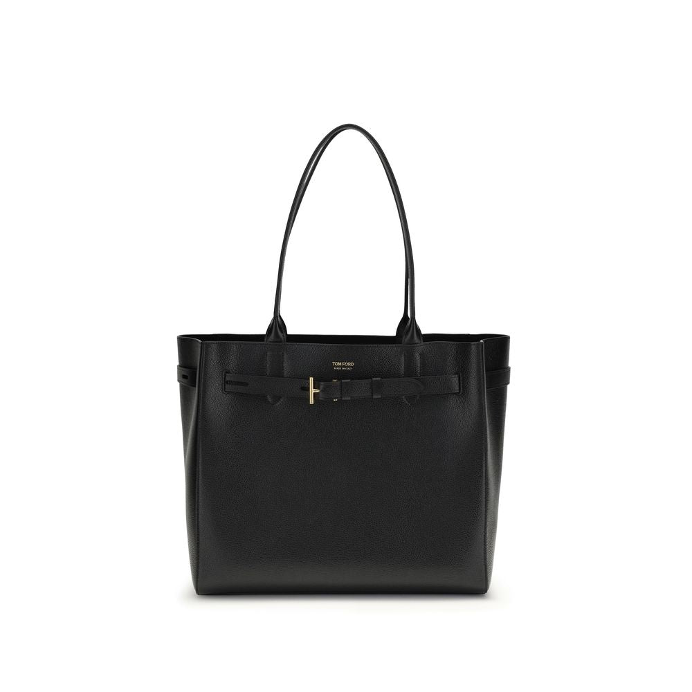 Tom Ford Black Calf Leather Bos Taurus Skuldertaske