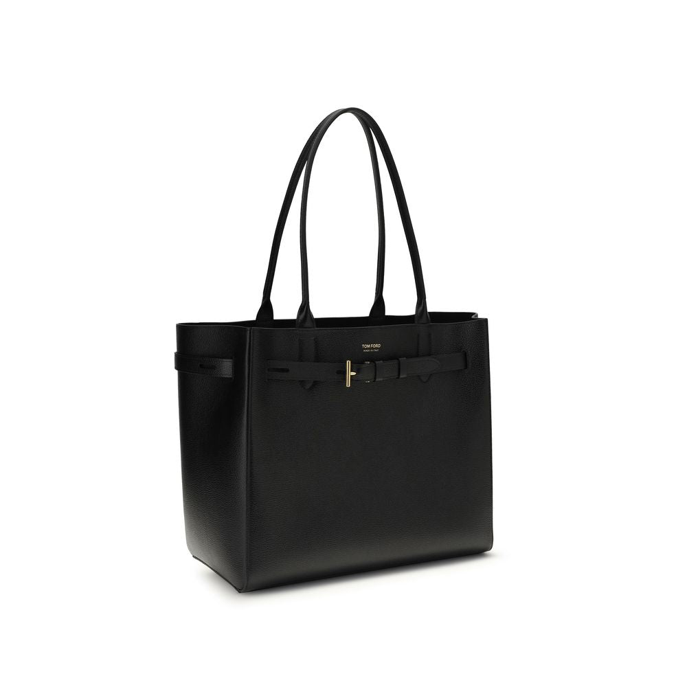 Tom Ford Black Calf Leather Bos Taurus Skuldertaske