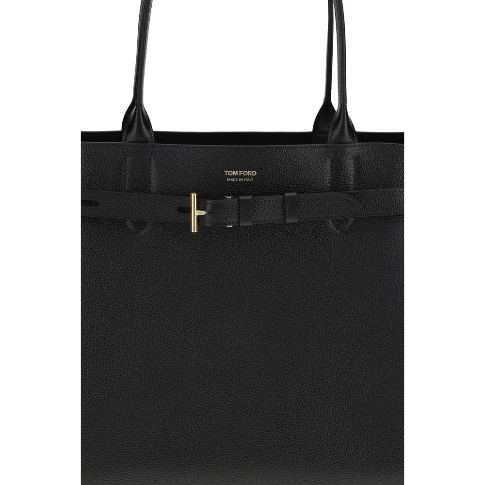 Tom Ford Black Calf Leather Bos Taurus Skuldertaske