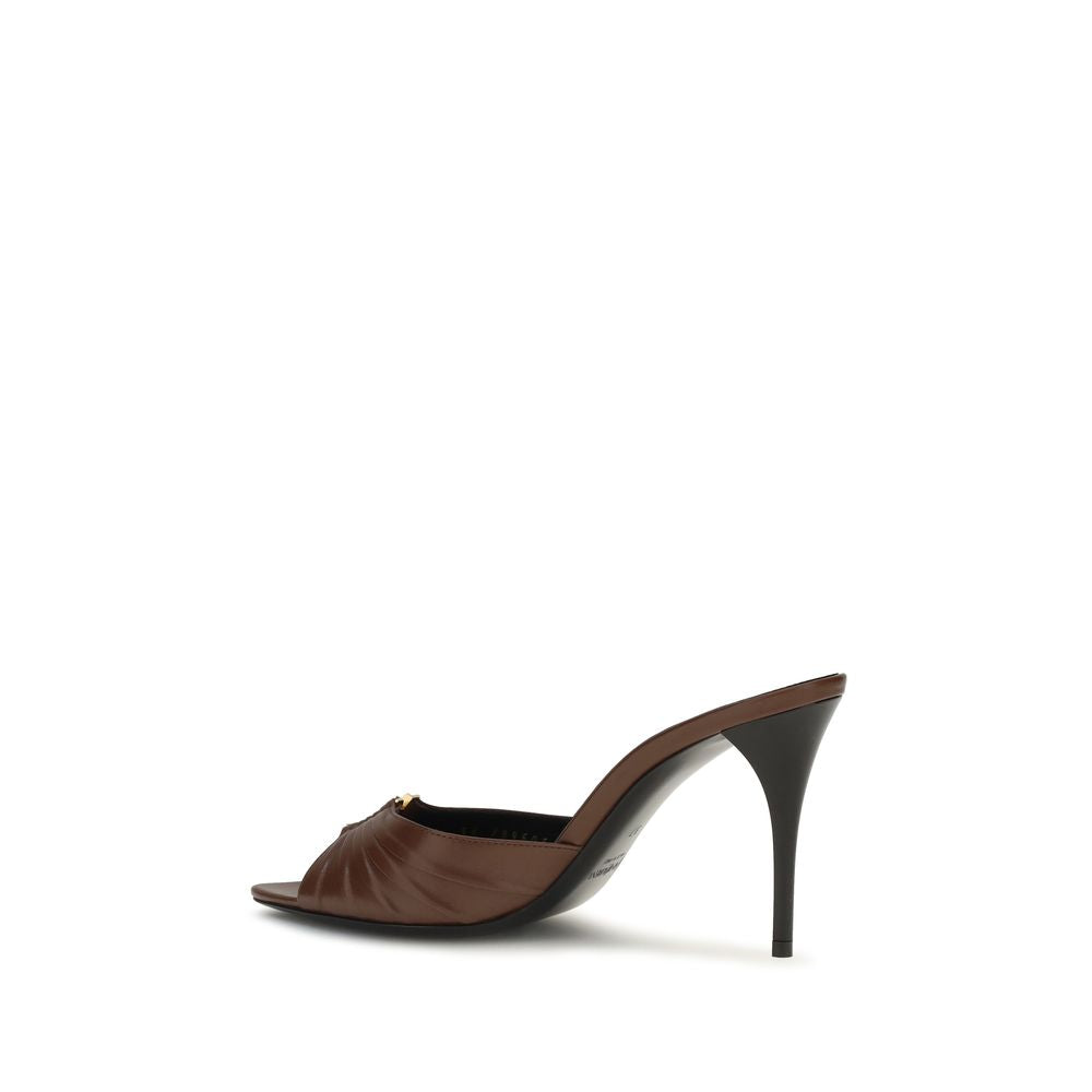 Saint Laurent Brown Calf Leather Bos Taurus Mules