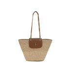 Saint Laurent Beige Raffia Shoulder Bag