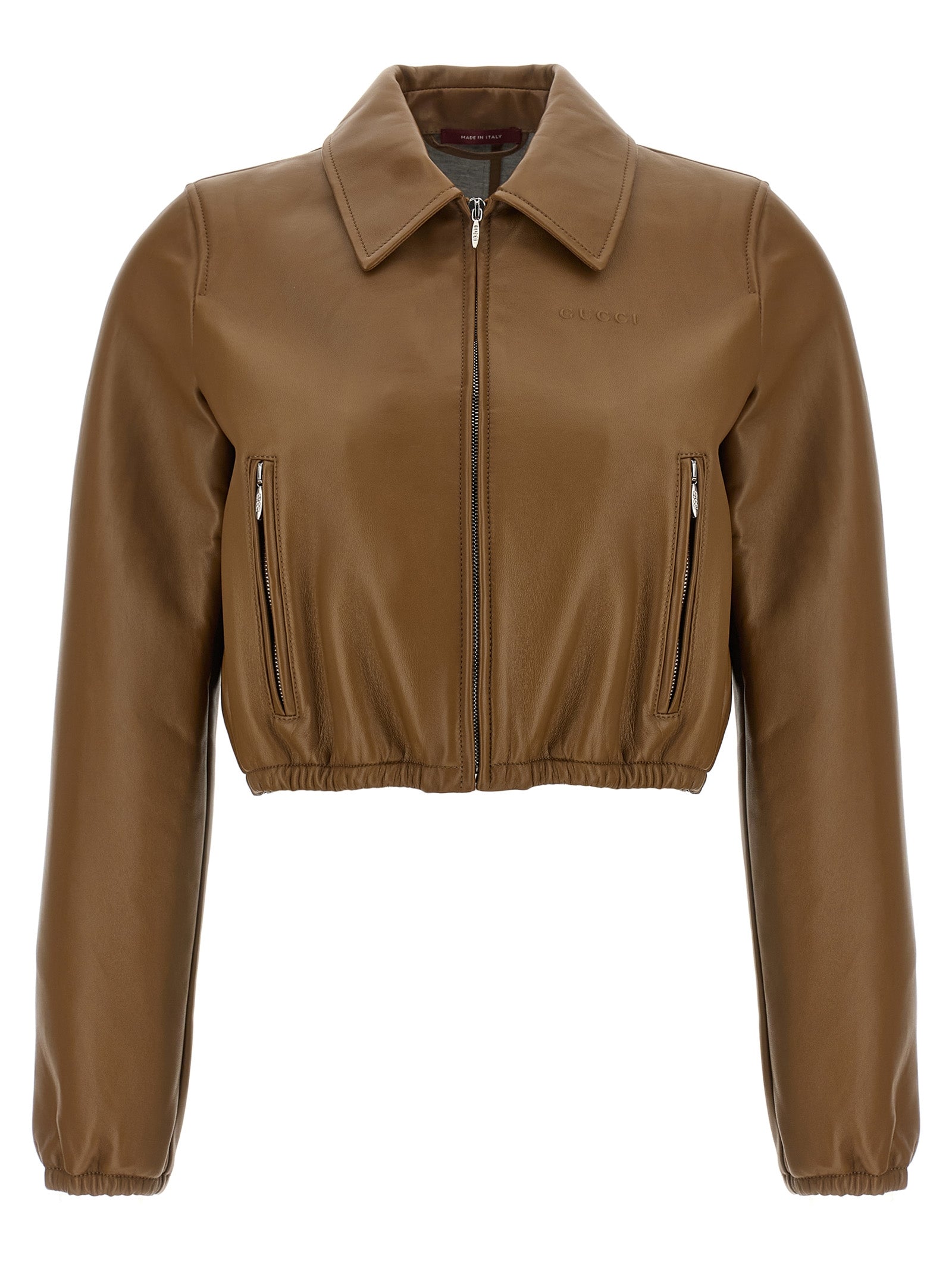 Gucci Beige Lamb Leather Leather Jacket