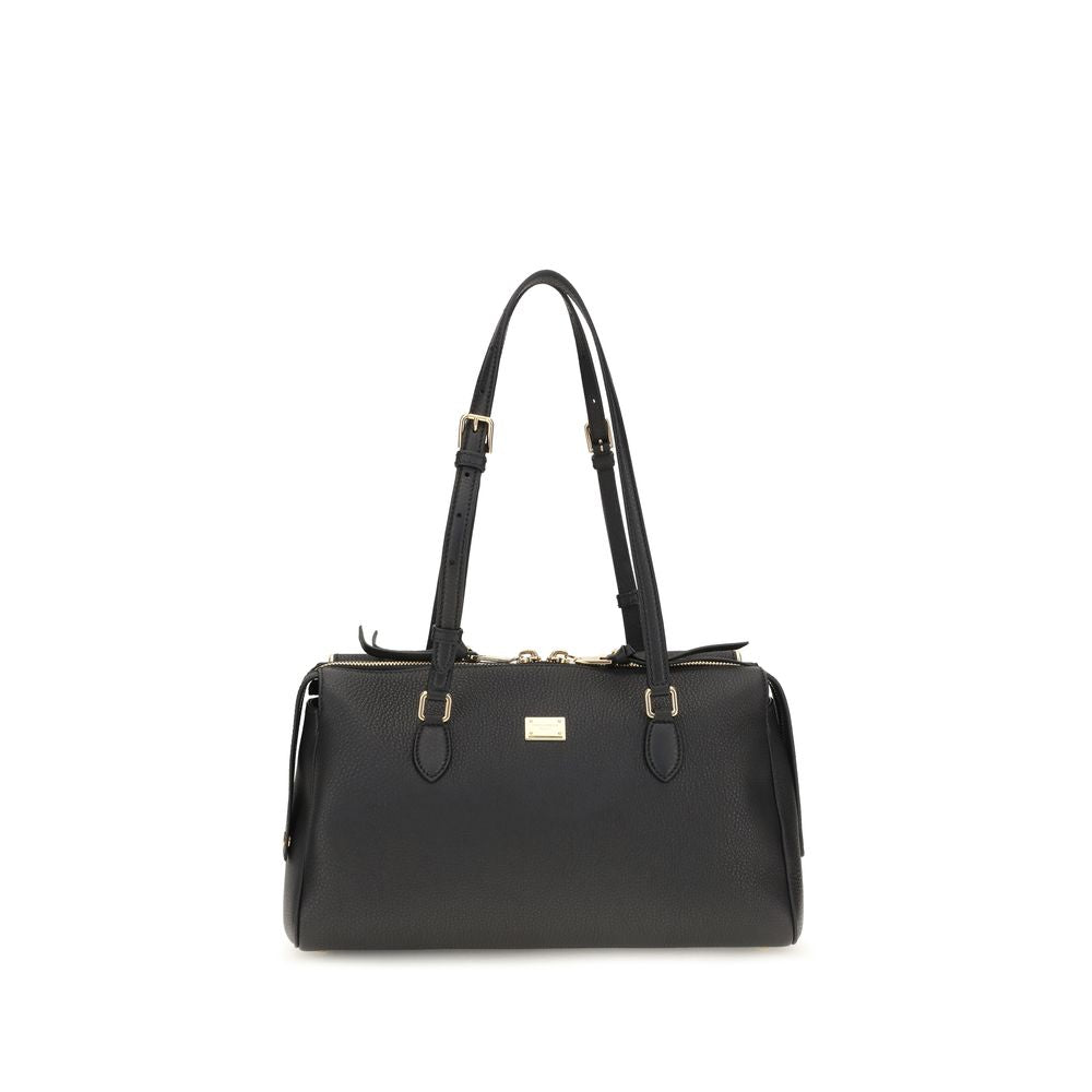 Dolce & Gabbana Sort Kalveskind Bos Taurus Skuldertaske