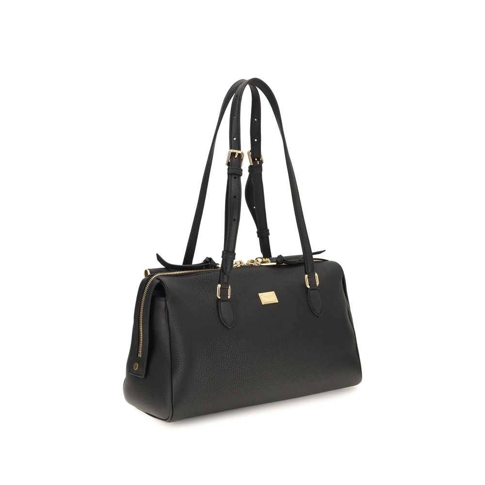 Dolce & Gabbana Sort Kalveskind Bos Taurus Skuldertaske