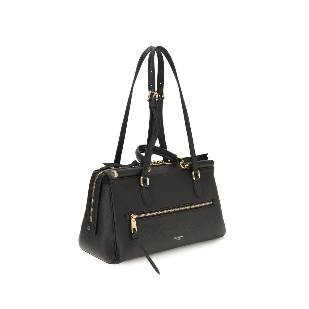 Dolce & Gabbana Sort Kalveskind Bos Taurus Skuldertaske