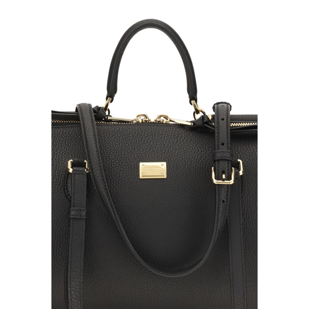 Dolce & Gabbana Sort Kalveskind Bos Taurus Skuldertaske