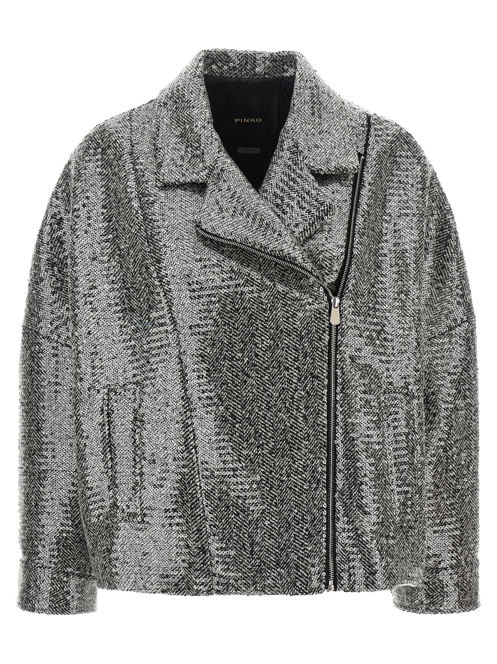 PINKO Silver Polyester Bomber