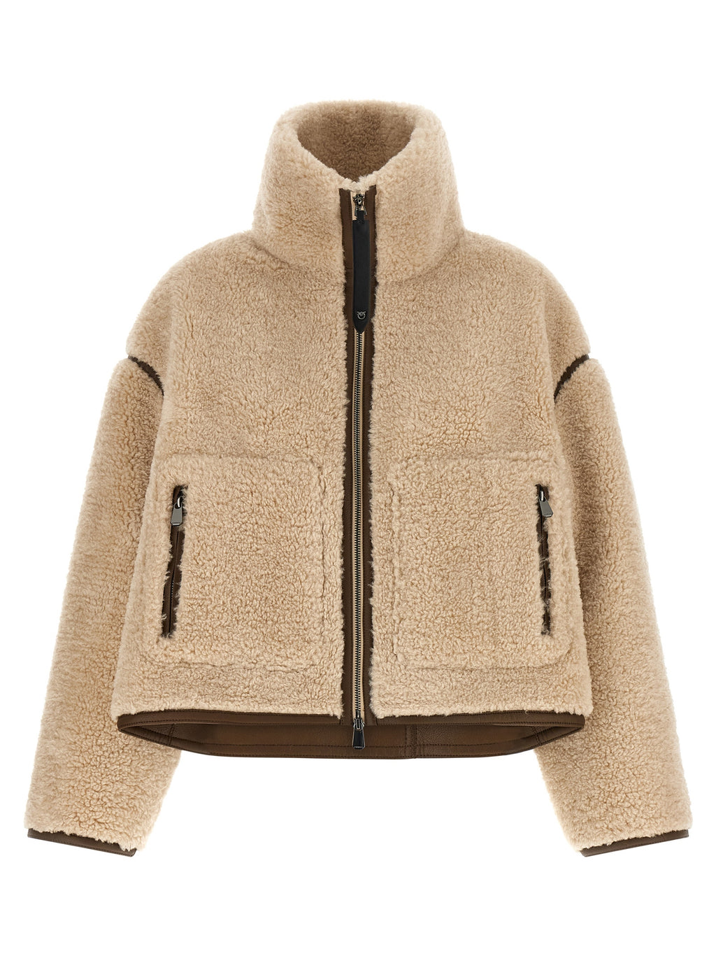 PINKO Beige Polyester Full-Length Jacket