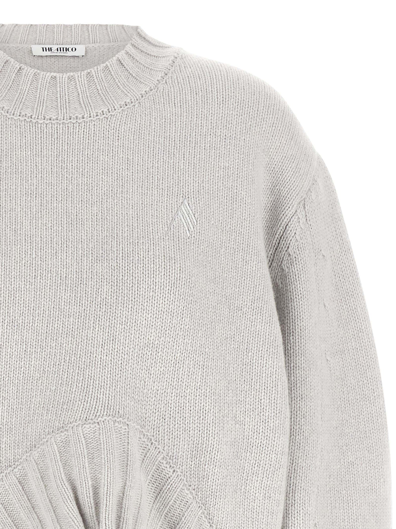 The Attico Gray Virgin Wool Cardigan