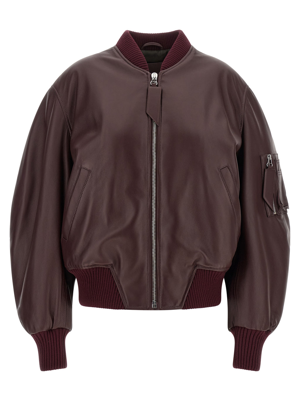 The Attico Bordeaux Lamb Leather Leather Jacket