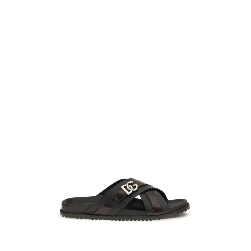 Dolce & Gabbana sorte sandaler i kalveskind