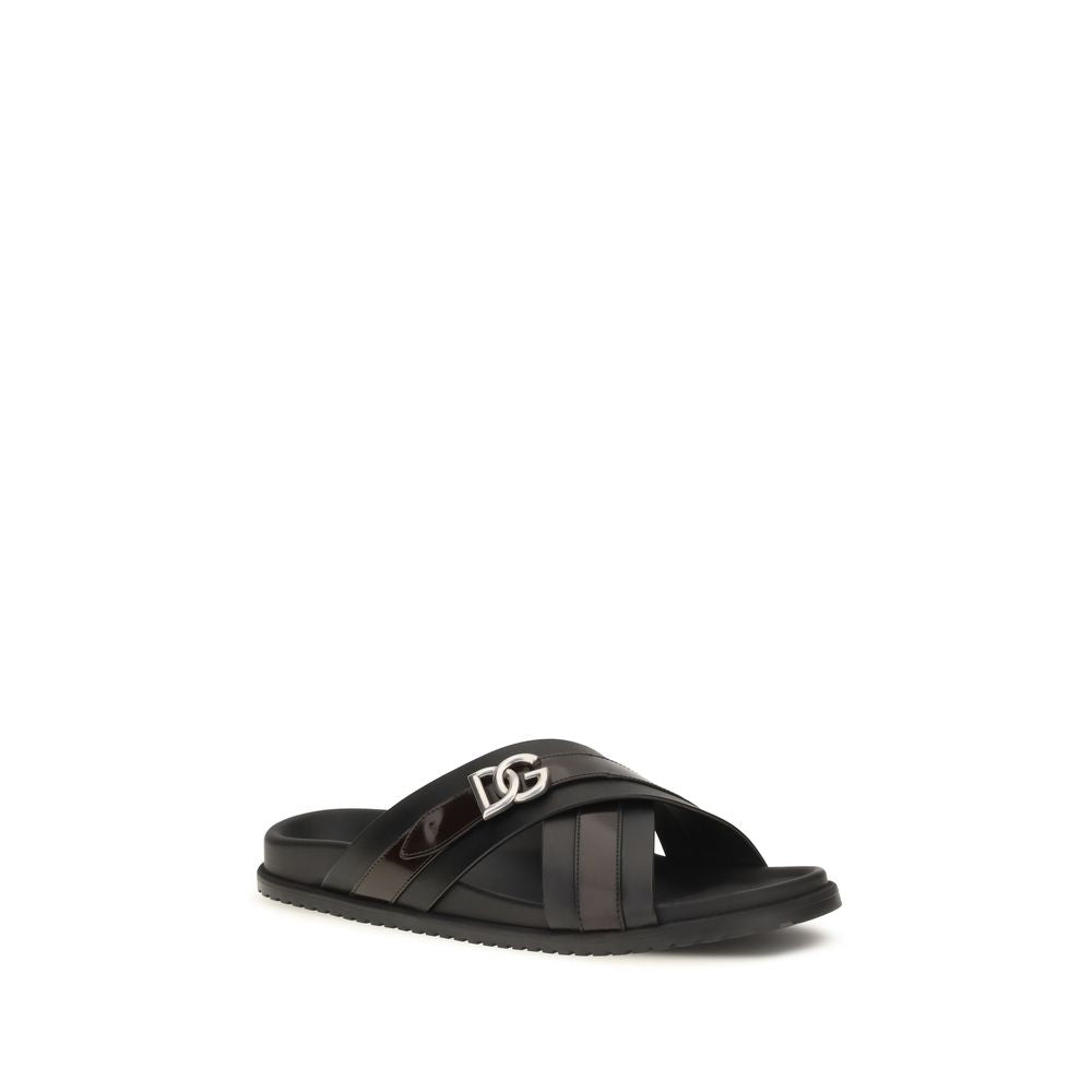 Dolce & Gabbana sorte sandaler i kalveskind