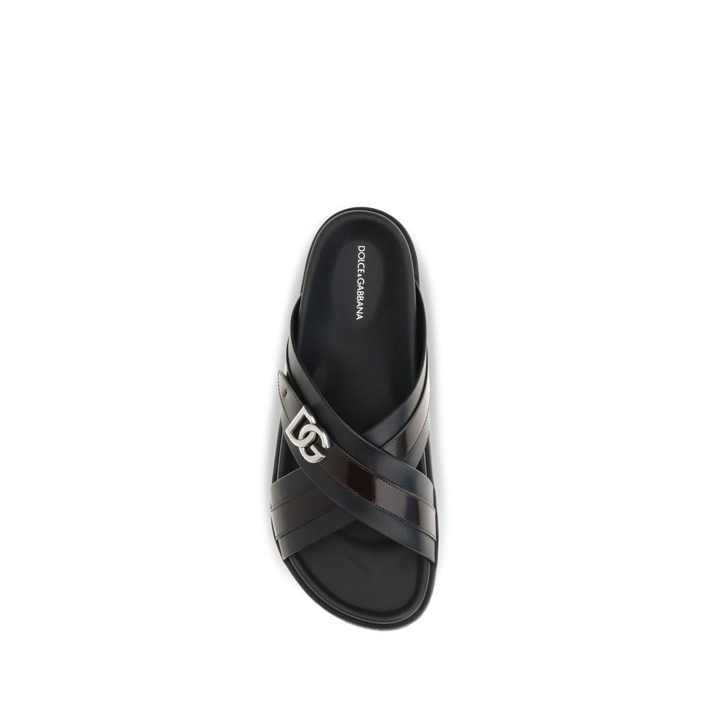 Dolce & Gabbana sorte sandaler i kalveskind