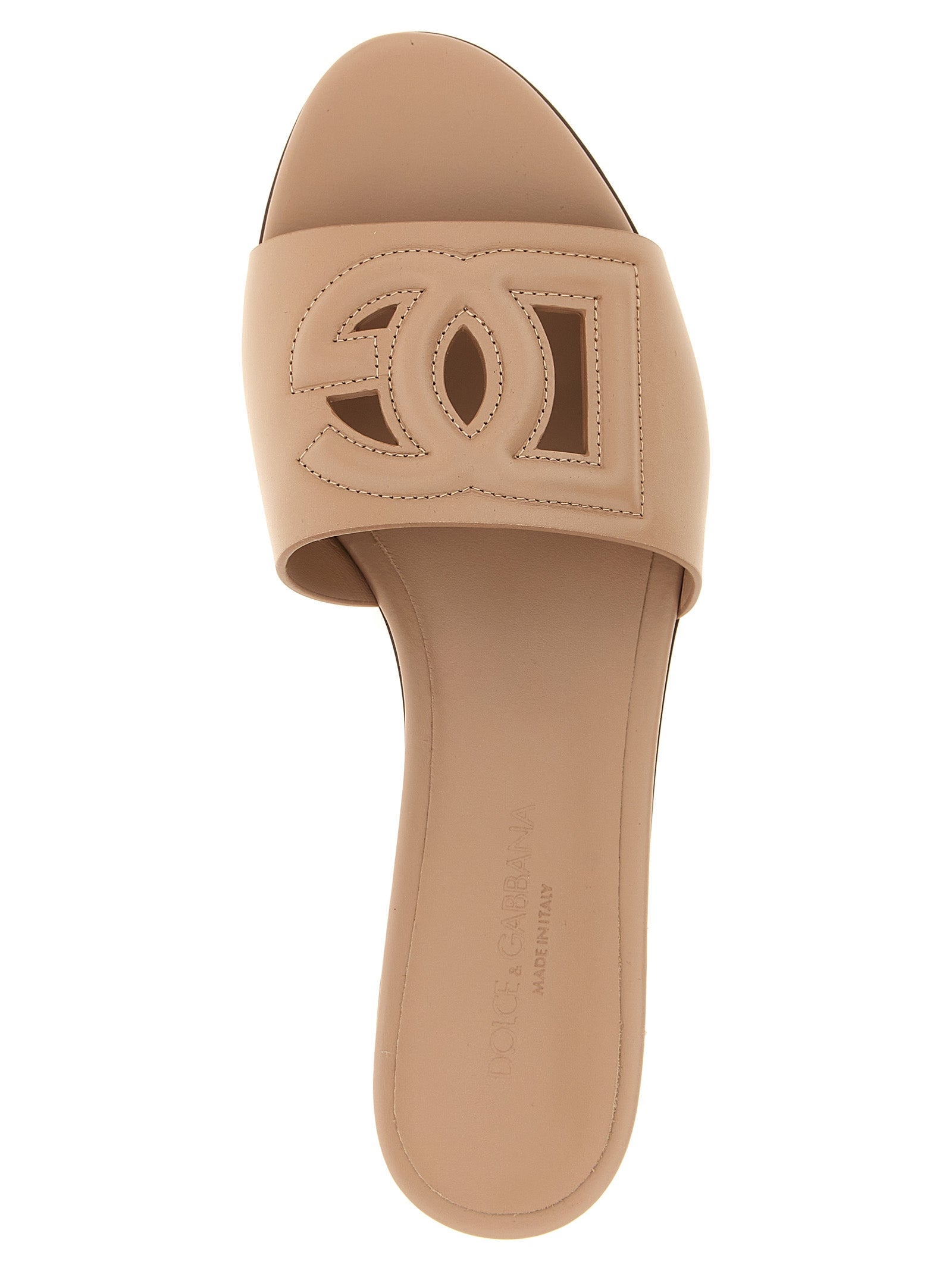 Dolce & Gabbana Beige Calfskin Slides
