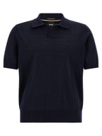 Hugo Boss Blue Virgin Wool Polo Shirt
