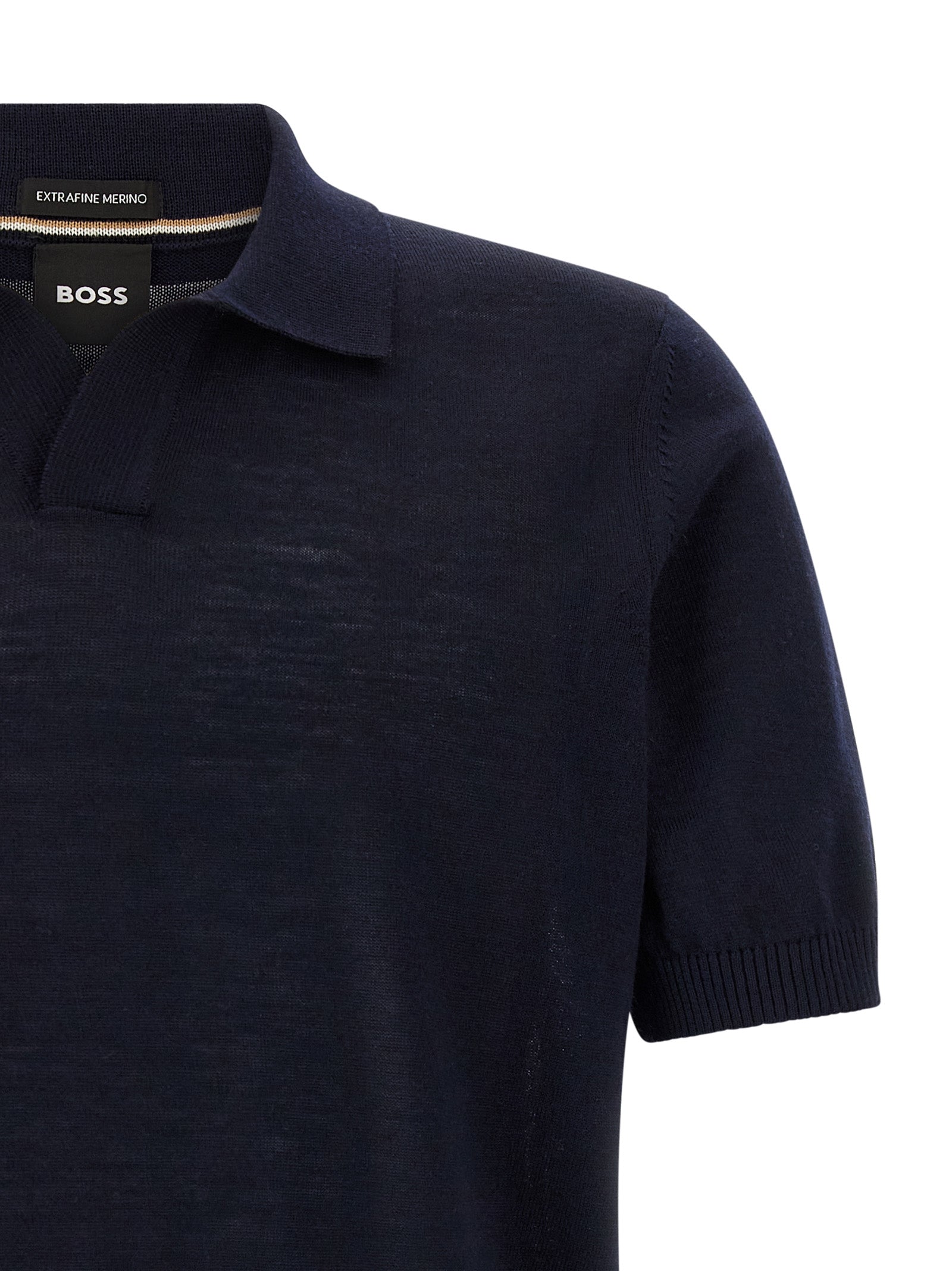 Hugo Boss Blue Virgin Wool Polo Shirt