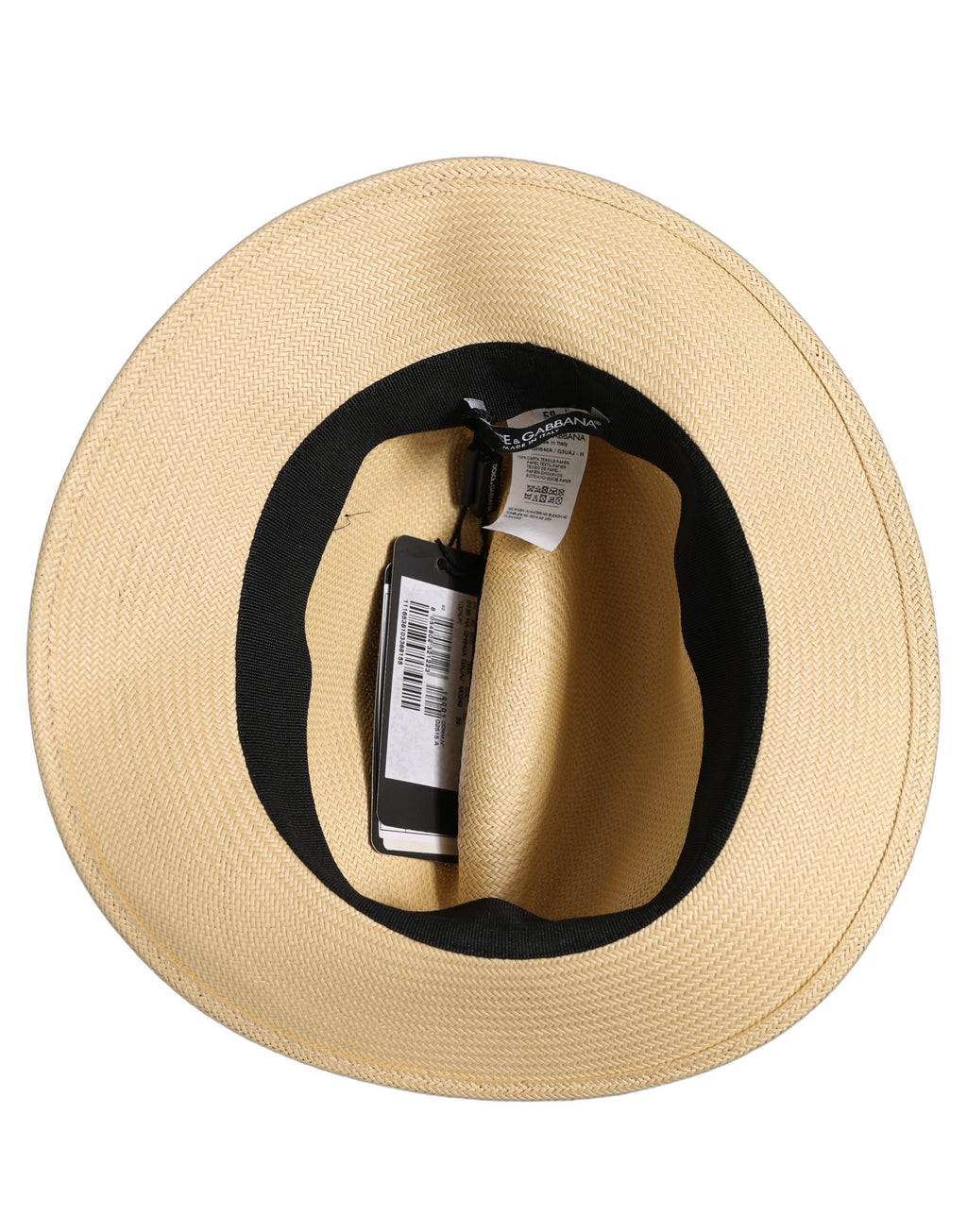 Dolce & Gabbana Men Beige Paper Straw Fedora Panama Capello Hat